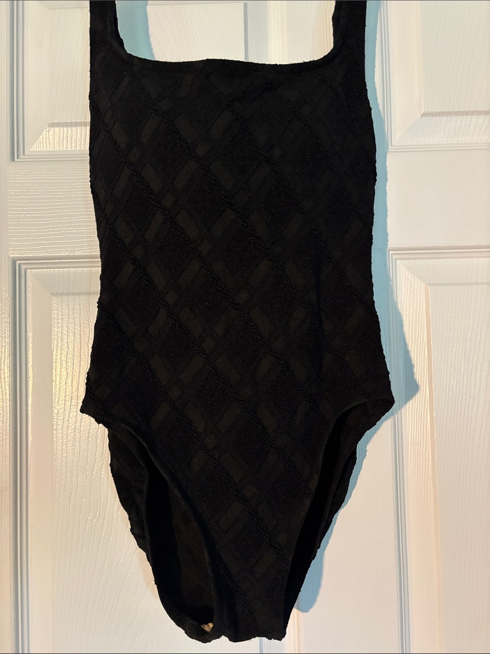 Black One-Piece Swim Suit - Classic Square Neck